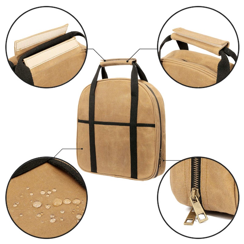 Denifiter Waxed Canvas Cable Bag, Multifunctional Repair Bag Heavy Duty Tool Bag, Waterproof (Khaki) - Image 3